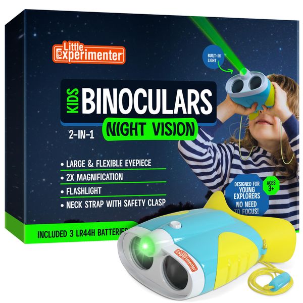 Binoculars for Kids and Toddlers, Binocular Toys Gift Ideas, with Night Vision Light & Face Comfort Rubber, Easter Basket Stuffers Educational Gifts for Boys & Girls Ages 3 4 5 6 8 9 10-12+ Year Old