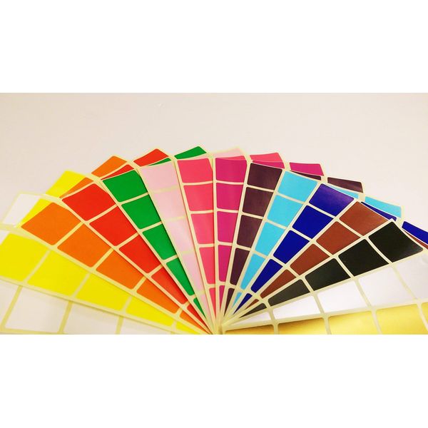 10mm Square Assorted/Mixed Packs of Colour Code Stickers/Coloured Sticky Labels/dots (2400)