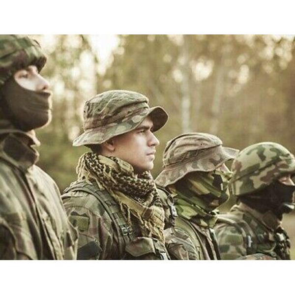 Military Scarf Don't Tread on Me Snake Shemagh Desert Tan & Black for Face Mask