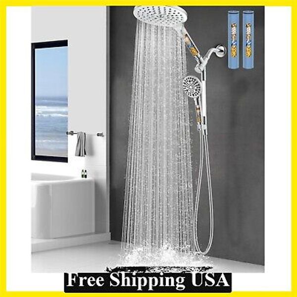 Premium Chrome Dual Filtered Rain ShowerHead Combo High Pressure Handheld Shower