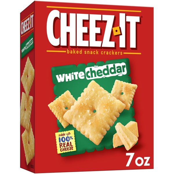 Cheese Crackers Baked Snack Crackers Office and Kids Snacks White Cheddar 7oz...