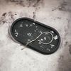 Handmade Jesmonite Oval Tray - Black with silver leaf detail
