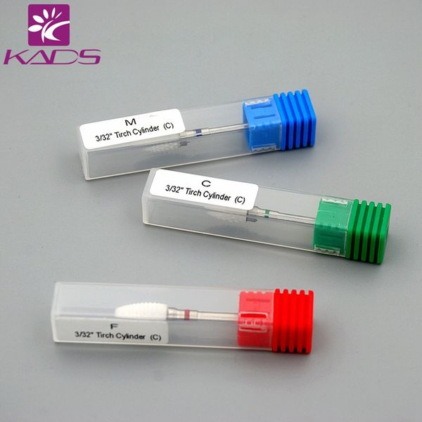 KADS 3Pcs Ceramic Nail Drill Bit Flame/Bullet Shaped Electric Rotary Nail File