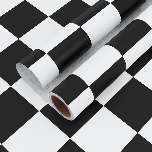 VaryPaper Wallpaper Black White Self-Adhesive Wall Wallpaper Tile Look Adhesive Film Kitchen Wallpaper Washable Wallpaper Kitchen Back Wall Bathroom Floor Vinyl Wallpaper Living Room Shower Cubicle