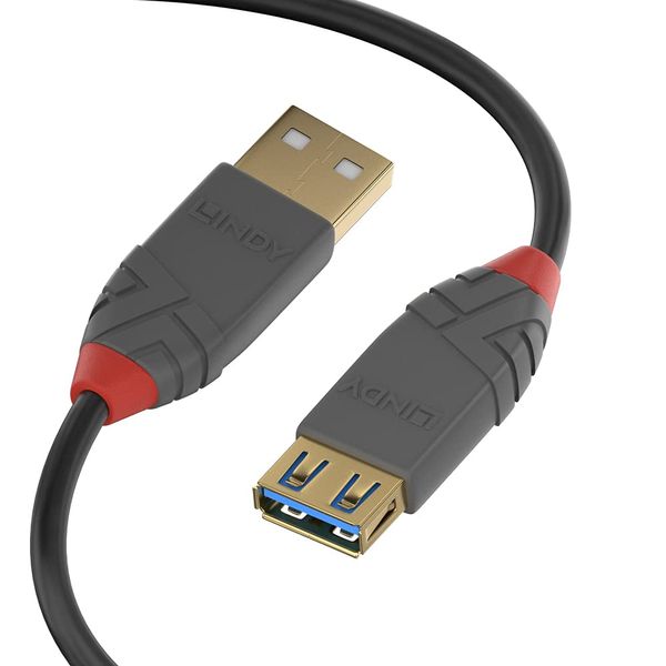 LINDY 36762 USB 3.2 Type A to A Extension Cable, Anthra Line - Black, 2m