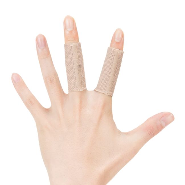 D&M Finger Supporter, Soft Type, For 1 Finger, Pack of 2, Made in Japan, Beige, Size L, 103 Fixing Protection, Support, Thin, Compression, Volleyball, Basketball