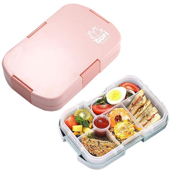 hombrima Kids Lunch Box, Bento Boxes Food Storage Container with 6 Compartments for Children Adult Work School, Suitable for Microwave(Pink)