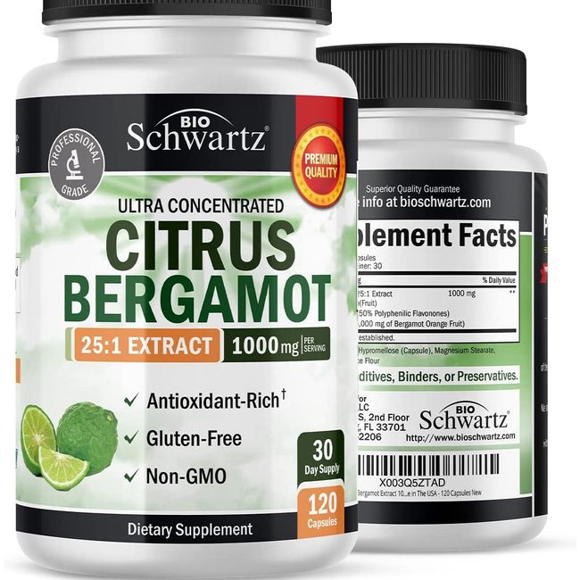 Citrus Bergamot Extract 1000Mg - Ultra Concentrated 25:1 Extract for Enhanced Ab