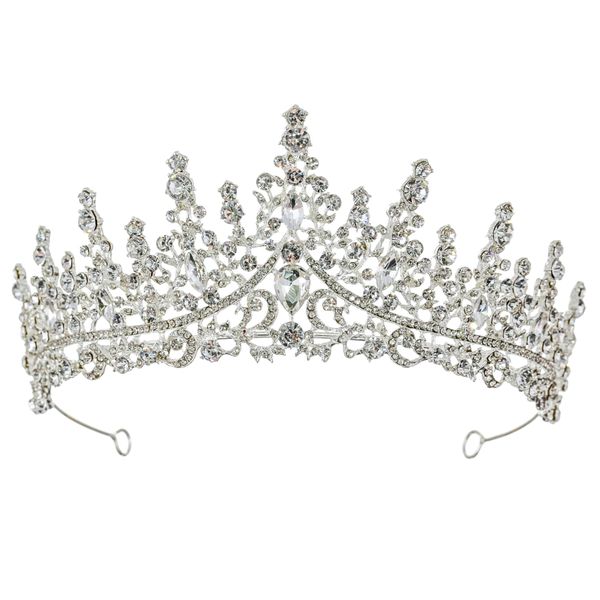 Samky Bridal Rhinestone Tiara Crown Wedding Headpiece with Crystal Bride's Hair Accessories