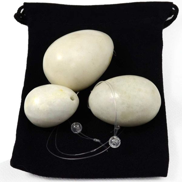 vv8oo Yoni Egg Massage Jade 3PCS/Set Natural Stone Beads Upgraded Healing Yoga Exercise Pelvic Muscles Hand Balls(White)