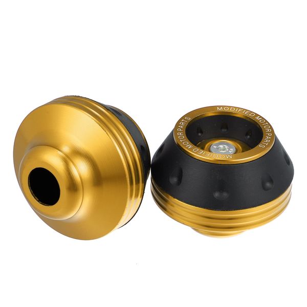 X AUTOHAUX Pair Motorcycle Wheel Front Fork Frame Sliders Gold Tone Universal