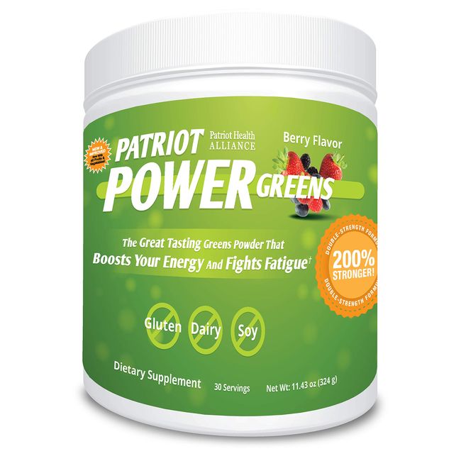 Patriot Power Greens: Green Drink - Organic Superfood Dietary Supplement - 40+ Fruits & Vegetables - 60 Day Supply - 11.43 Ounce