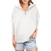 ANRABESS Women's Oversized 1/4 Zip Sweater Pullover - White
