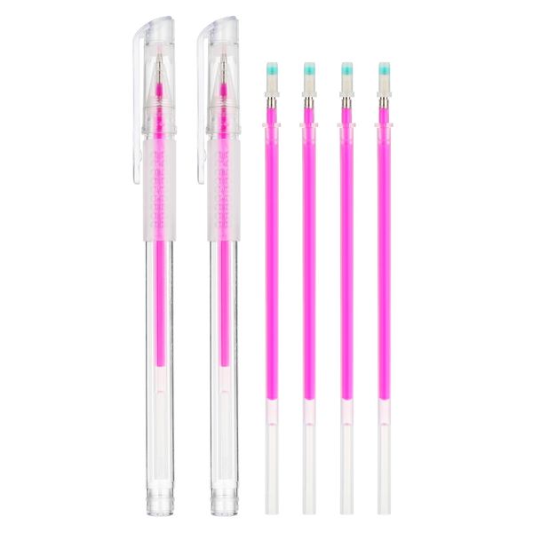 Andibro 2Pcs Eyebrow Microblading Marker Pen, Skin Marker Pen Eyebrow Makeup Position Mapping Mark Tools Eyebrow Mapping Pen Stencil with 4 replacement refills for Lip Skin Artists Marking Pen(pink)