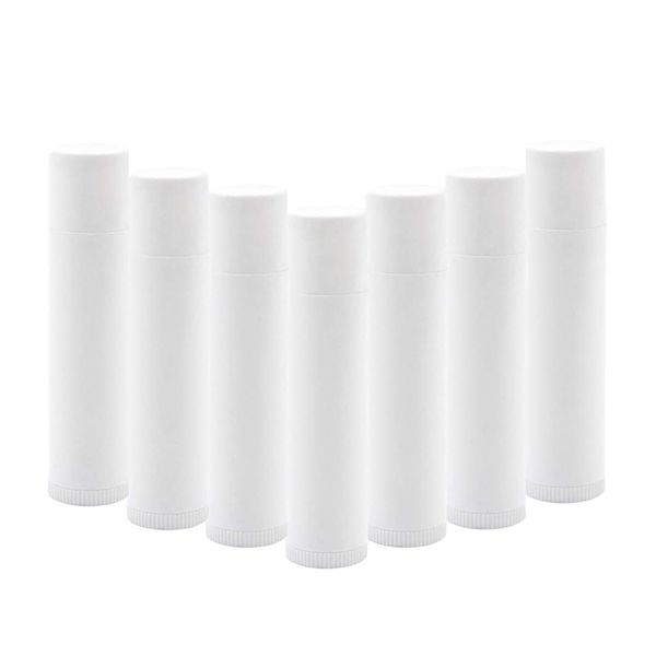 50 PCS White Plastic Empty Lip Balm Tubes Containers DIY Lipstick Lip Salve Tubes Holder Dispenser for Travel Business Trip Camping Hiking