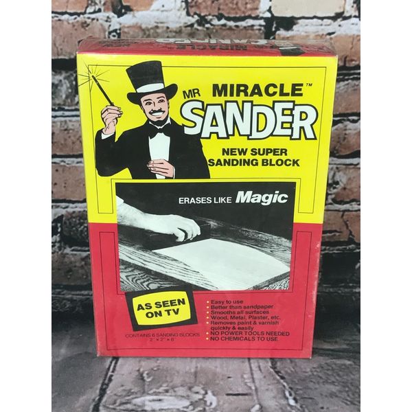 Vintage 1980's Miracle Mr Sander Pack of 6 Sanding Blocks New Old Stock NOS