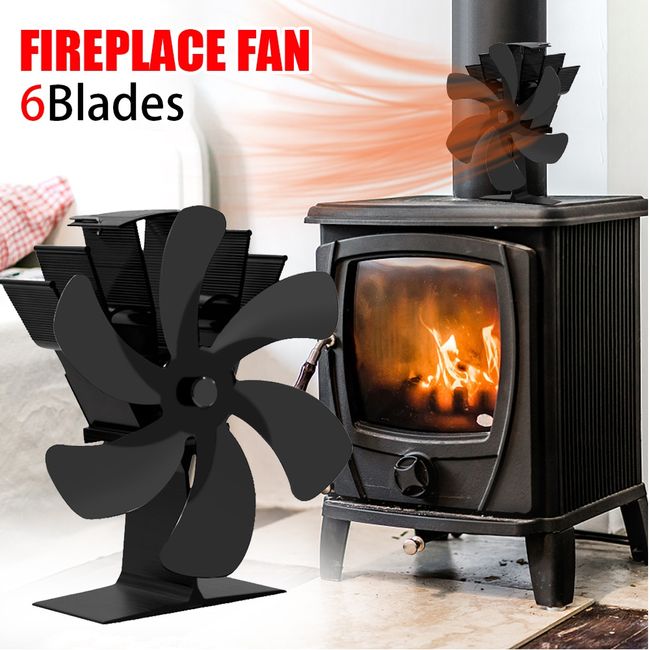 Heat Powered Wood Fan 6 Blades Fireplace Fan with Thermometer for Home Wood  Log