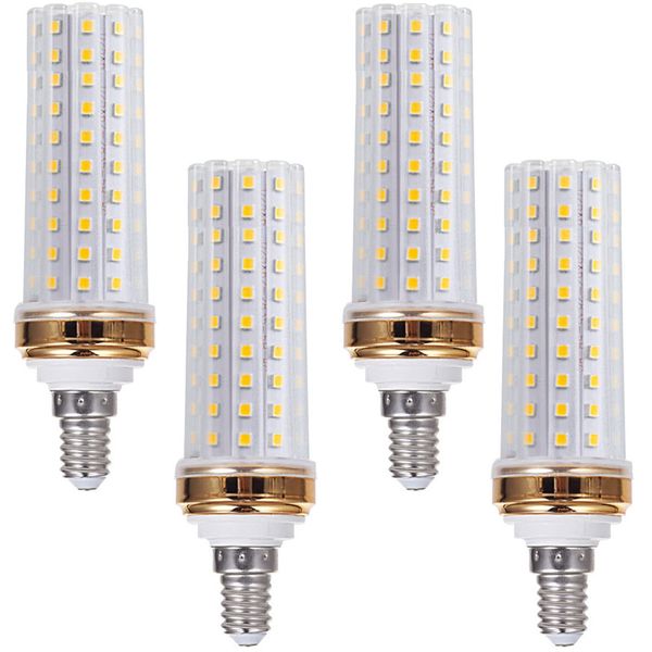 E12 LED Light Bulbs,20W Candelabra LED Bulbs 180 Watt Equivalent - 88 LEDs 2835 SMD 1800lm 6000K Daylight White Decorative Candle Base E12 LED Chandelier Bulbs,AC85-265V, 4 Pack,