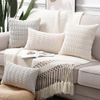 Madizz Pack of 2 Boho Striped Corduroy Throw Pillow Covers 18x18 inch, 45x45 cm, Beige Soft Decorative Cushion Cover for Sofa Bedroom Pillow Shell