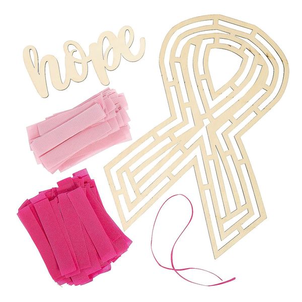 Pink Ribbon Tie Wreath Craft Kit - Makes 1