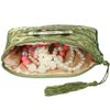 kilofly Chinese Silk Brocade 2 Zipper Pockets Tassel Jewelry Pouch Bag, 7 inch, Set2 D