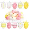 com-four® 36x Hand-Painted Easter Eggs to Hang Up - Pastel-Coloured Easter Decorations with Great Patterns - Decorative Easter Eggs with Ribbon - 6 cm