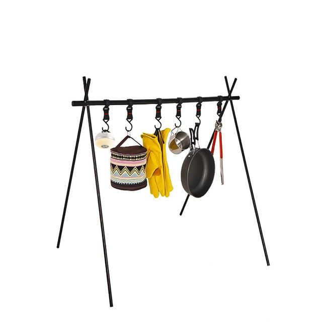 CARBABY Hanging Rack Lantern Stand, Aluminum Alloy, Foldable, Lightweight, 6 Movable Hooks, Includes Storage Bag, Medium Size