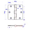 30 pack BLACK Interior Door Hinge 3.5" x 3.5" with 1/4" corner radius Qty 30