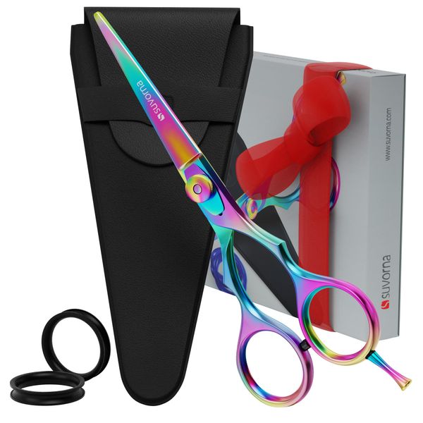 Suvorna 5,5 zoll Multicolor titanium haarschere friseurschere profi - haarschneideschere - hair cutting scissors - barber scissors - friseur schere kinder. Exklusiv für Damen/Herren und Salongebrauch.