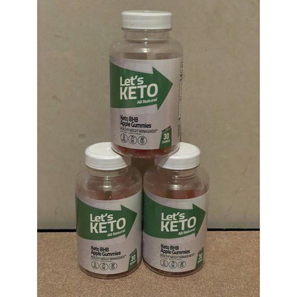 (3 Pack) Let's Keto BHB Gummies, Apple Cider Vinegar Gummies (90 Gummies Total).