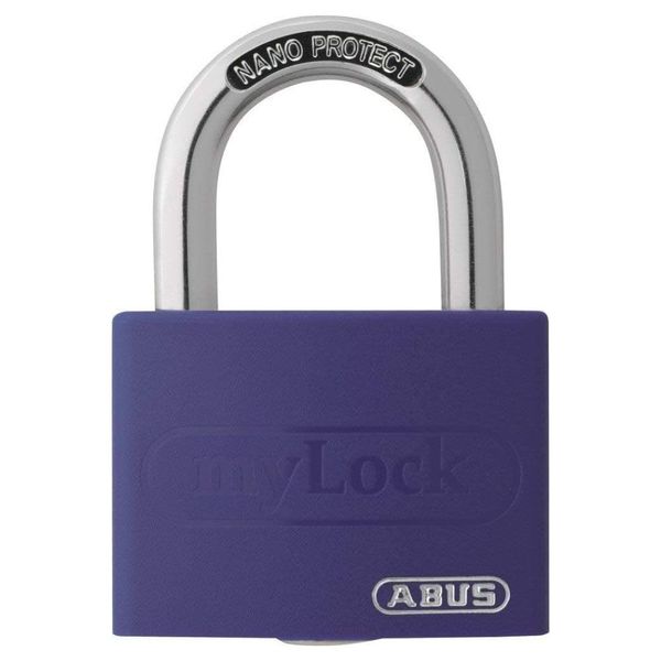 ABUS padlock T65AL/40 myLOCK - individually writable - locker lock - solid aluminium lock body - ABUS security level 5 - purple