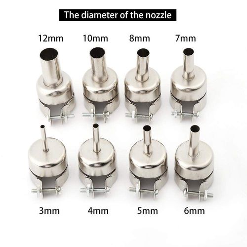 Heat Resisting Nozzles-Heat Gun Nozzles Kits for Hot Air Soldering Station Repair Tools（3/4/5/6/7/8/10/12mm) 8pcs/Set