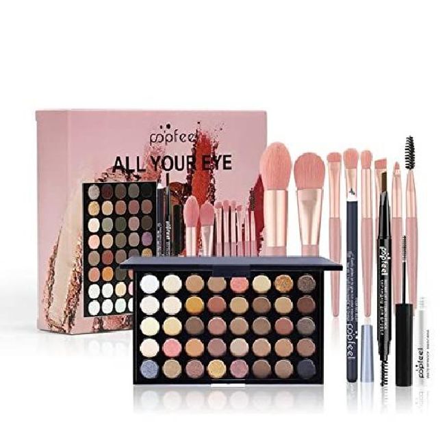 Moist Mall Pure Vie All-In-One Holiday Gift Makeup Set Cosmetic Essentials Starter Bundle Including Eyeshadow Palette Lipstick Concealer Blush Mascara Foundation Face Powder - Women's Key