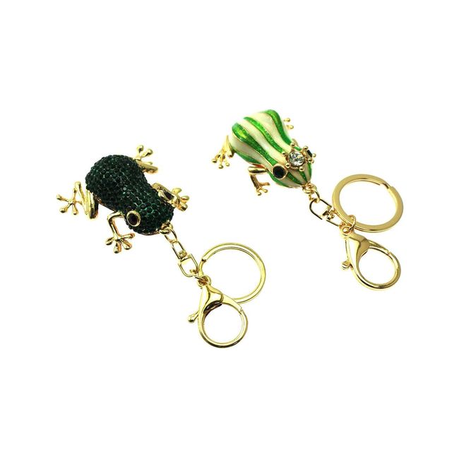 navire Cute Frog Key Chain Key Ring Set of 2 Stripes Green