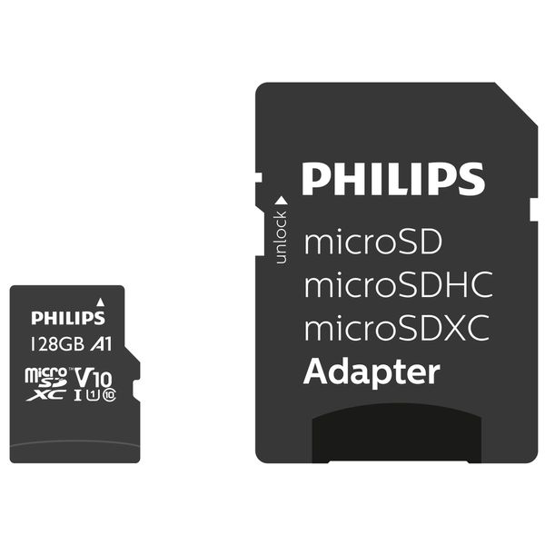 Philips Micro SDXC Card 128 GB Class 10 UHS-I U1 with Adaptor