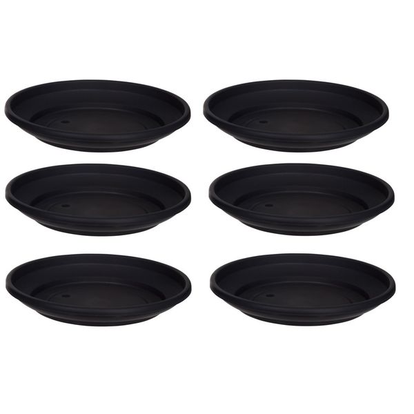 6 x Black Plastic Saucer 32cm