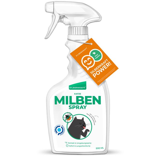 Silberkraft Milbenspray Katze 500 ml, zuverlässiger Milbenschutz für Katzen, effizientes und garantiert hilfreiches Anti-Milben-Mittel