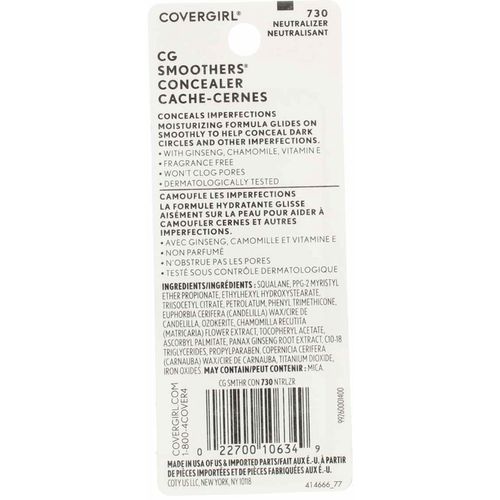 CoverGirl Smoothers Concealer, 730 Neutralizer 0.14 oz (Pack of 3)