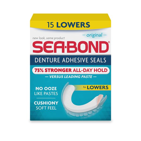 Sea Bond Secure Denture Adhesive Seals, Original Lowers, 15 Count