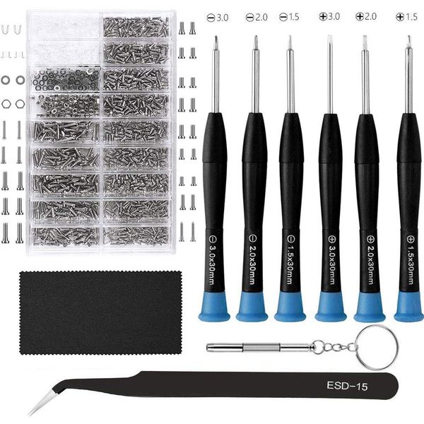 Eyeglasses Repair Kit, HKIDEE Sunglasses Repair Kit with 1000PCS Eyeglass Screws and 6 Pcs Screwdrivers Tweezer for Glasses, Sunglass, Watch Clock Spectacle Repair