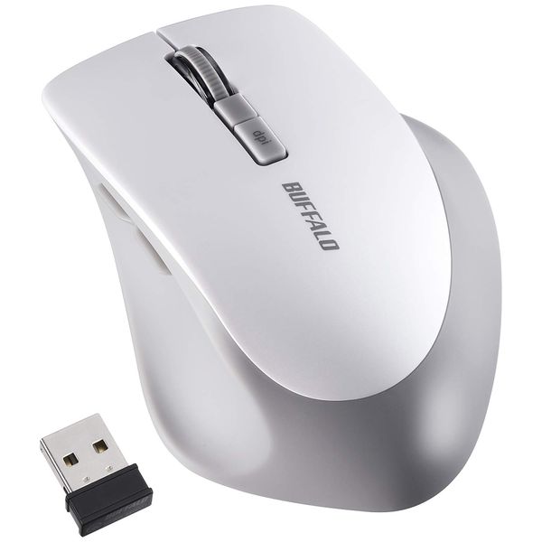 Buffalo BSMBW325WH Wireless Mouse Wireless Quiet 5 Buttons [Back/Forward Button] DPI Switching Blue LED White