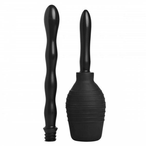 Smooth Cleanse Double Tip Enema Bulb System Silicone Black Douche CleanStream NR