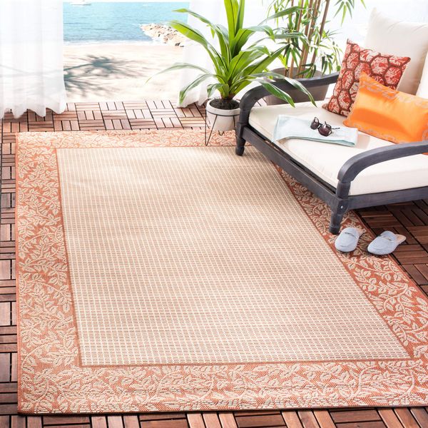 Safavieh Courtyard Collection CY0727 Indoor/ Outdoor Area Rug, 4' x 5'7", Natural / Terra