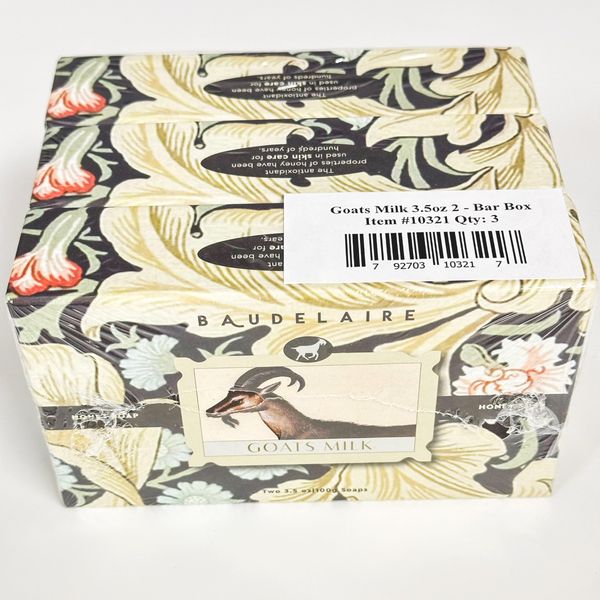 Baudelaire Honey Soap, Goats Milk, 2 Bar Set, (3 boxes)