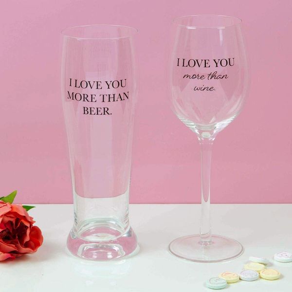True Love His and Hers Beer and Wine Glass Set