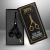 BRV MEN German Steel Rounded-Tip Scissors, 4.2" - Titanium Plated, Hammer Forged 100% Stainless Steel - Beard, Mustache, Nose Hair, Ear Hair Trimming - Professional Grooming Scissors - (Black)
