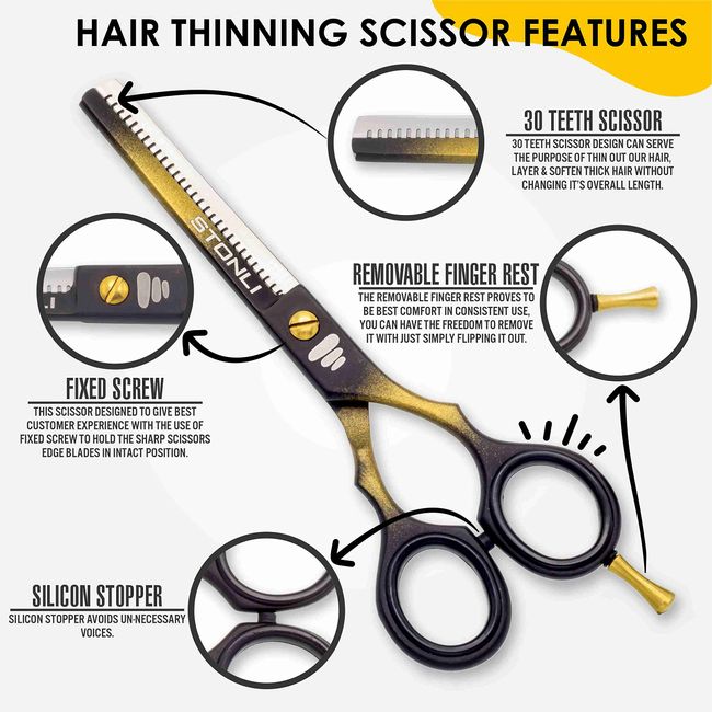Professional Barber Hair Scissors 6 Inch Sharp Hair Shear Gold Titanium  Coating Lightweight Haircut Shear for Men and Women