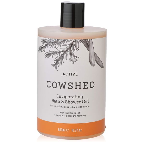 Cowshed Active Invigorating Bath & Shower Gel - 500 ml - Vegan Body Wash for Women & Men | Parabens Free Relaxing Shower Gels | Moisturising Bath Gel for Women - Hydrating Natural Body Wash
