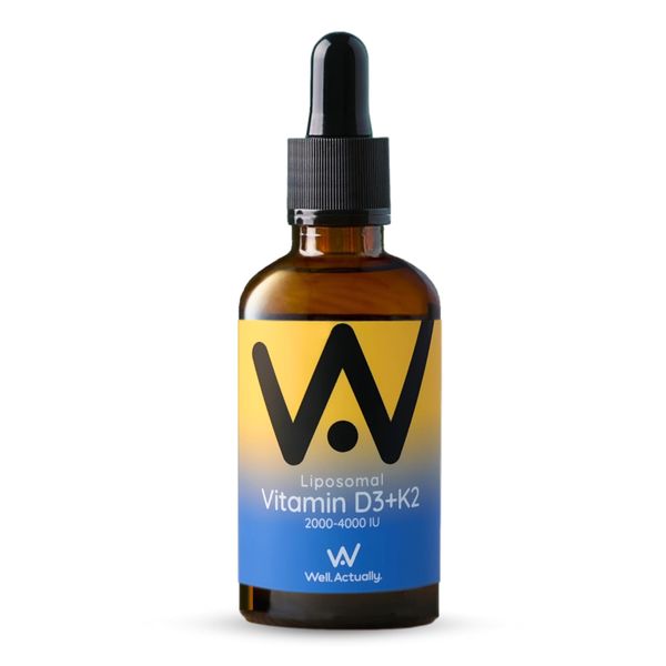 WELL ACTUALLY Liposomal Vitamin D3 + K2 Liquid Pipette - High Absorption Vegan Vitamin D3 4000 IU & Vitamin K2-7 160mcg as Menaquinone-7 MK-7 - Summer Citrus (up to 120 Servings)