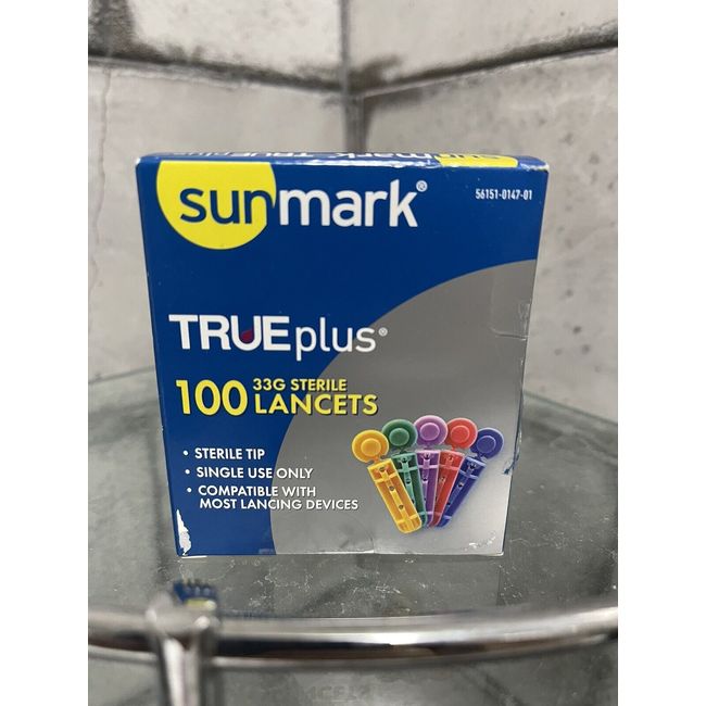 TRUEplus 33 G Sterile Lancets 100 Each by Sunmark